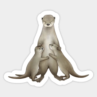 Smooth Coated Otter Papa and Otterpups Sticker